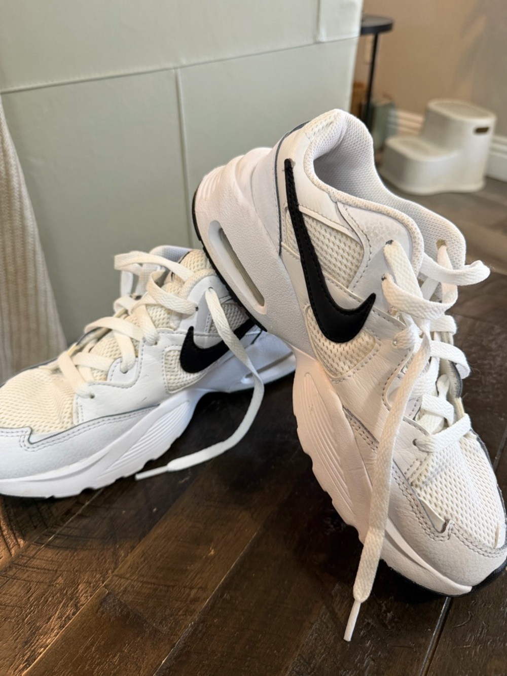Nike White Sneakers with Black Swoosh - Picture 2 of 5